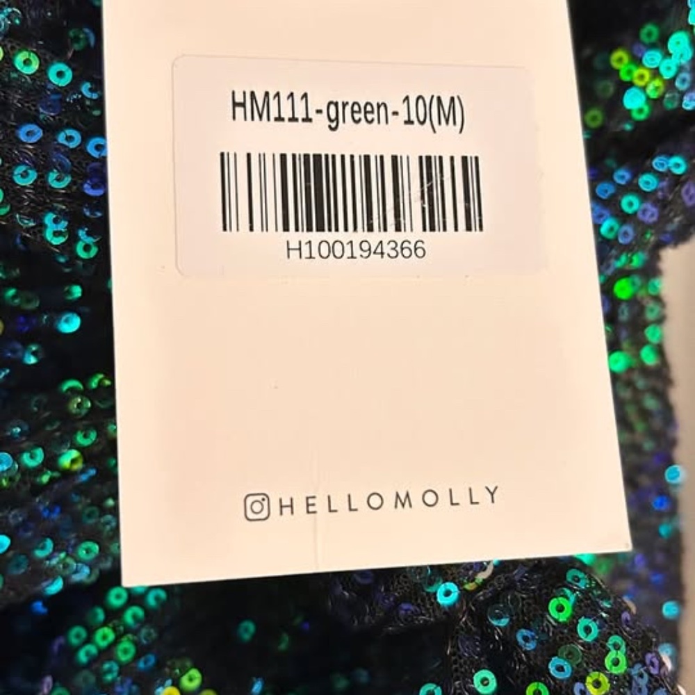 NWT HELLO MOLLY EMERALD GREEN SEQUIN DRESS - Picture 3 of 4